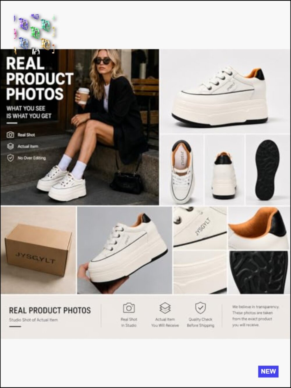 Platform Sneakers Women Chunky Casual Walking Shoes Comfortable Cushioned Arch - Picture 6 of 7